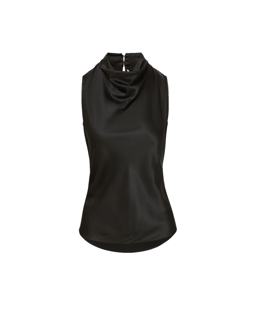 VER Black Satin Sleeveless Top