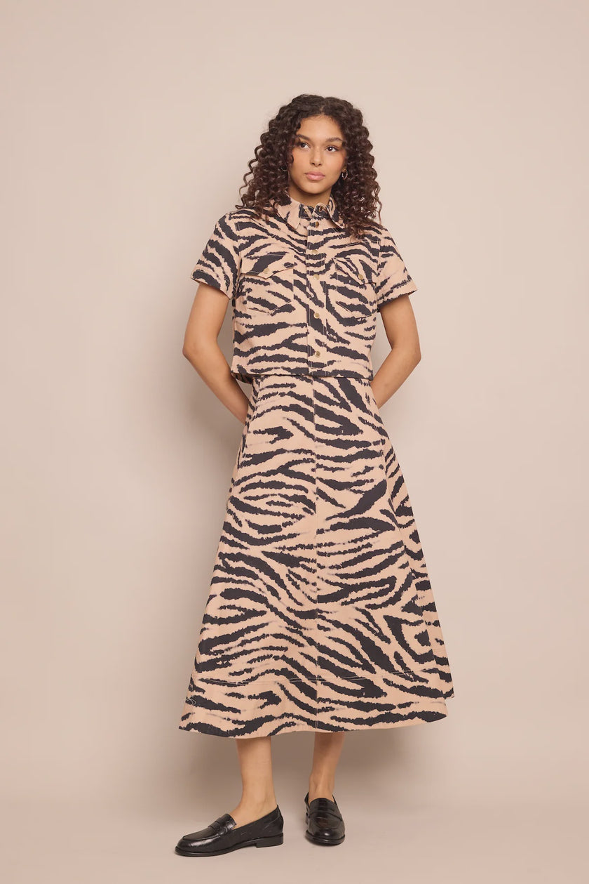 CC Tiger Midi A Line Skirt