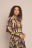 CC Patterned Jersey Mock Neck Top