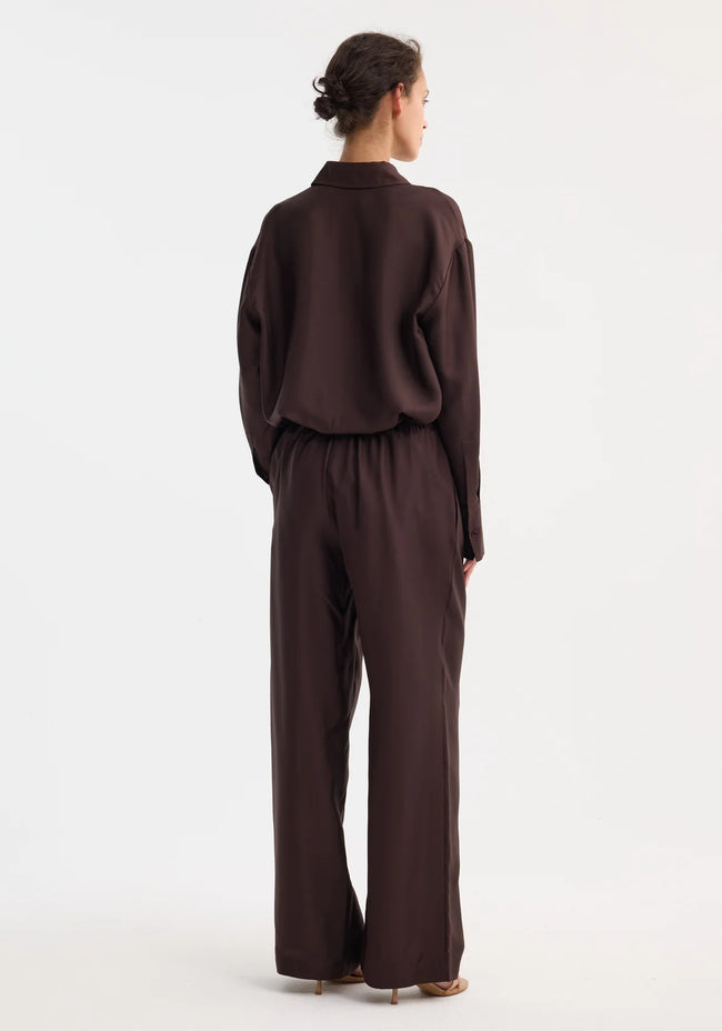 ROH Wide Leg Silk Pants Brown