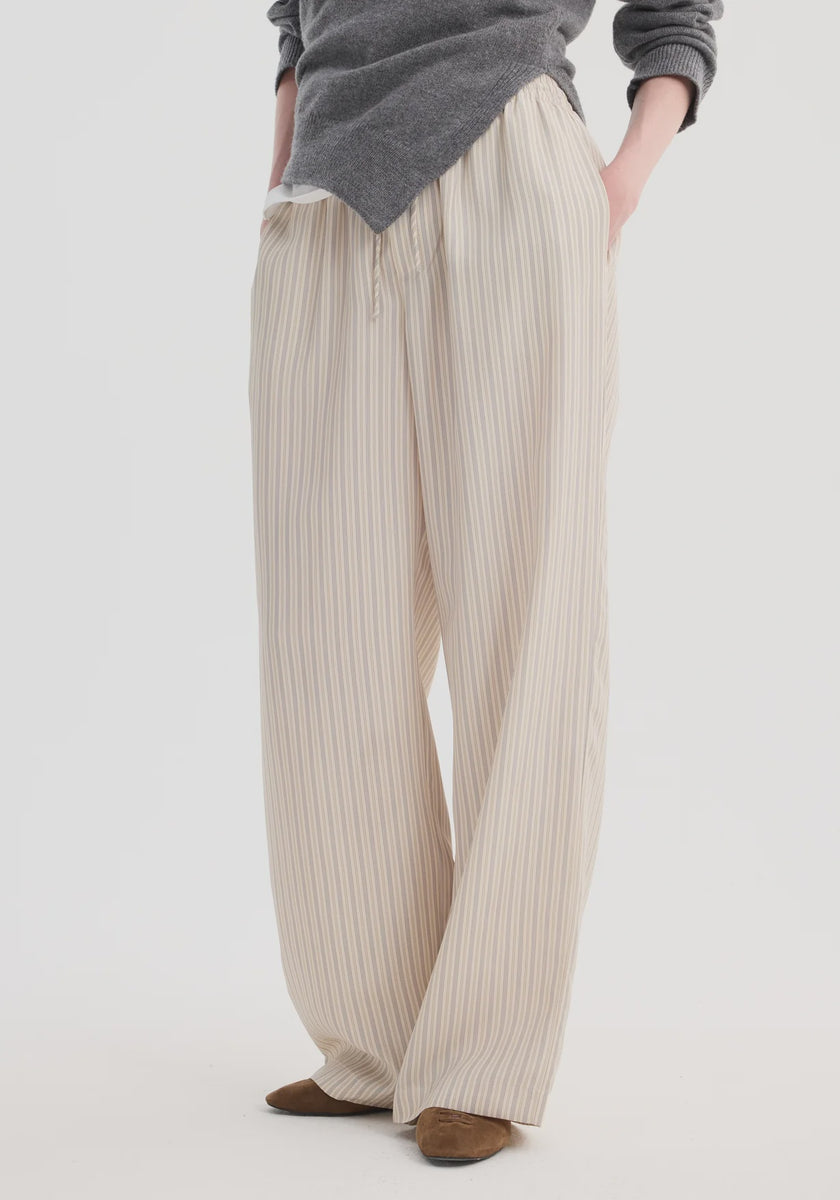 ROH Wide Leg Silk Pants Striped