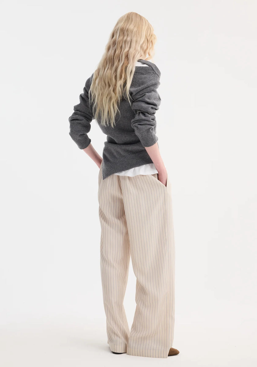 ROH Wide Leg Silk Pants Striped