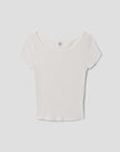 RED Wide Neck Ribbed Tee