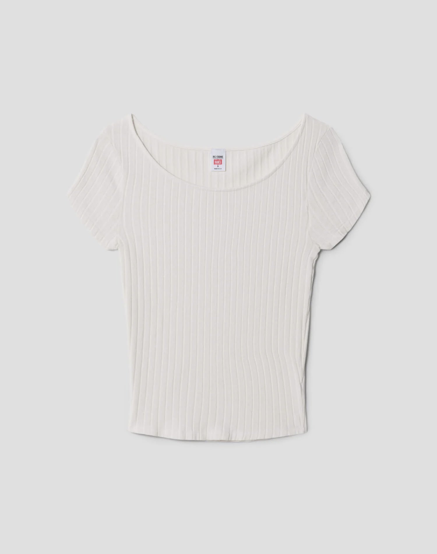 RED Wide Neck Ribbed Tee