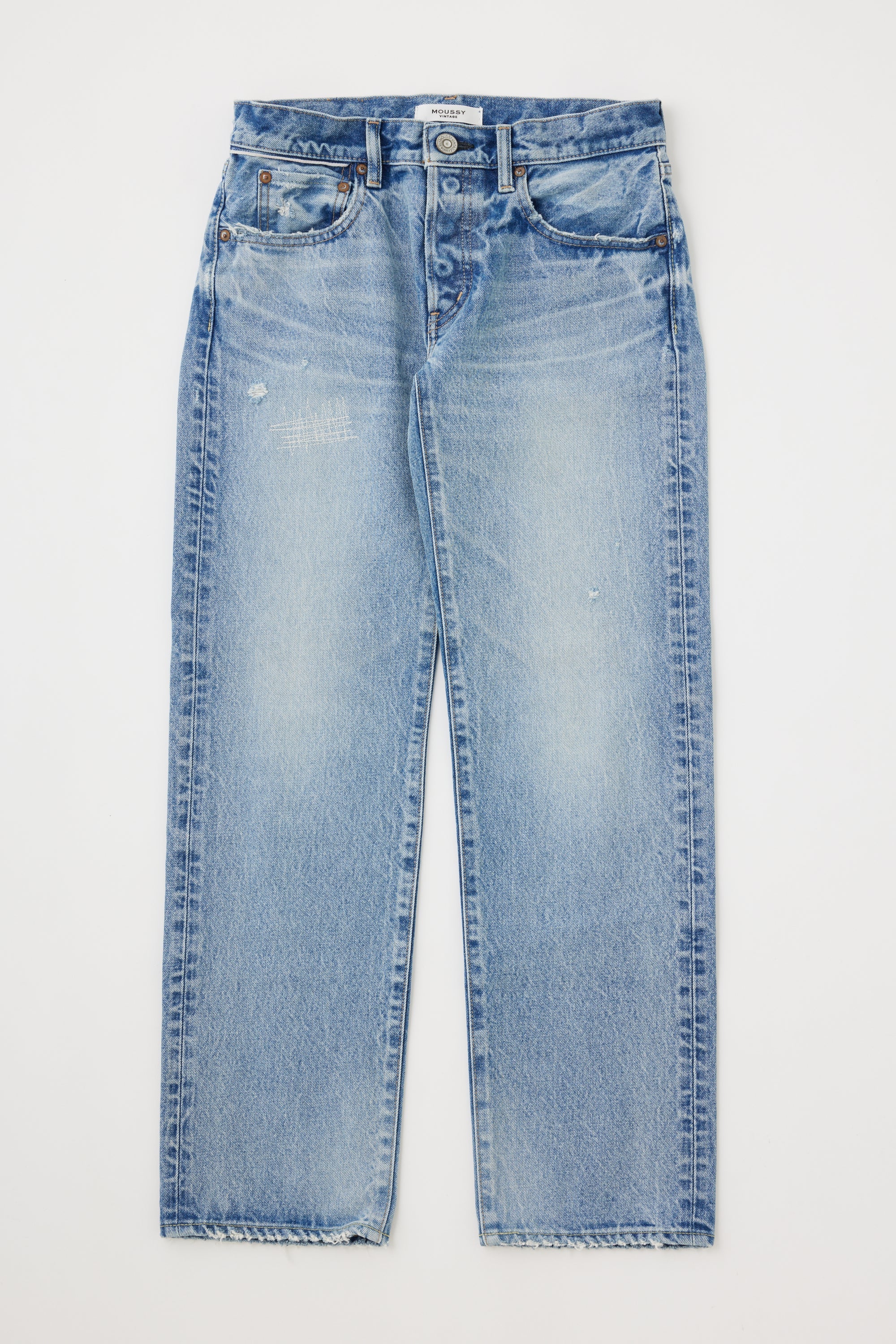 MOU Low Rise Distressed Straight Leg Jean