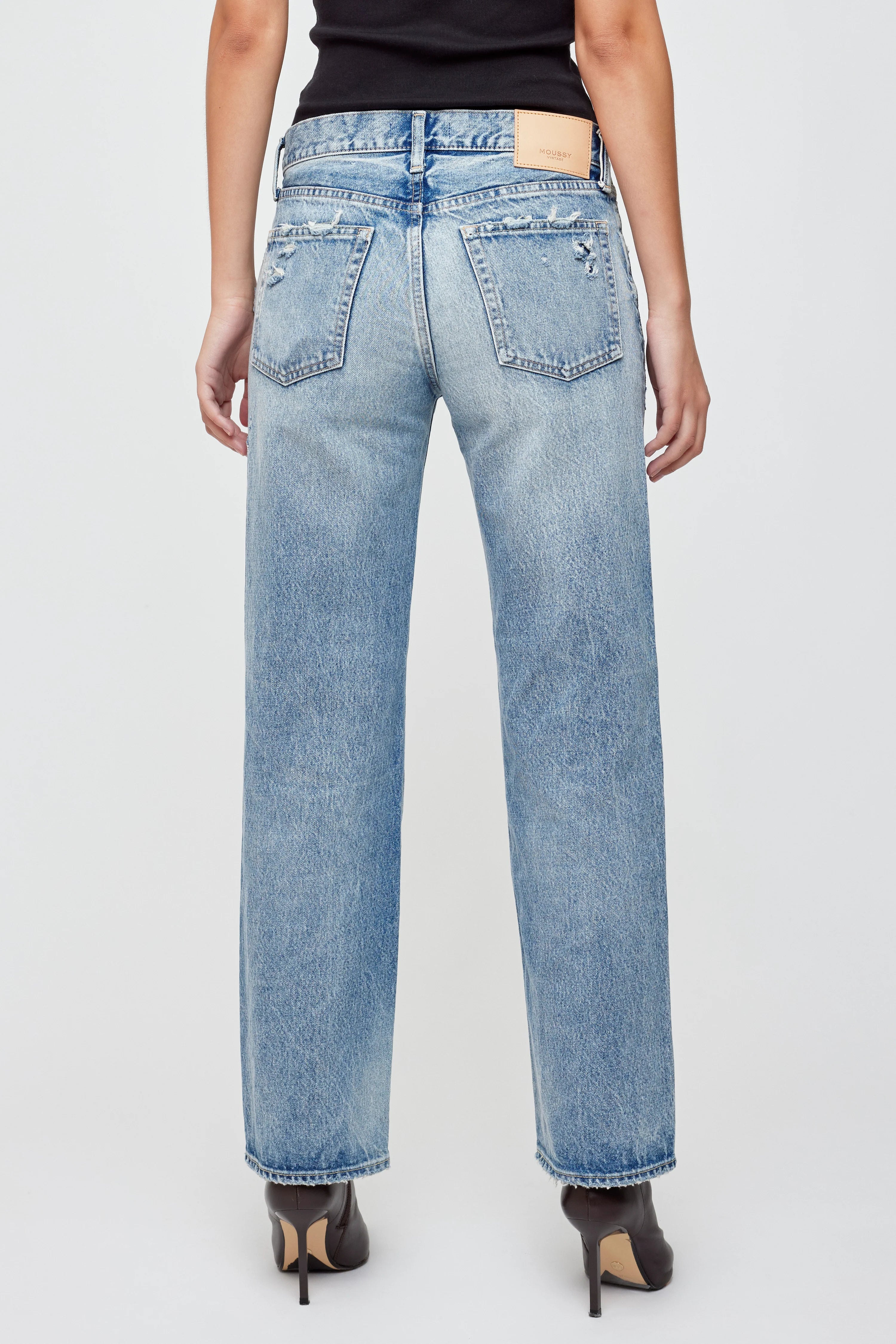 MOU Low Rise Distressed Straight Leg Jean