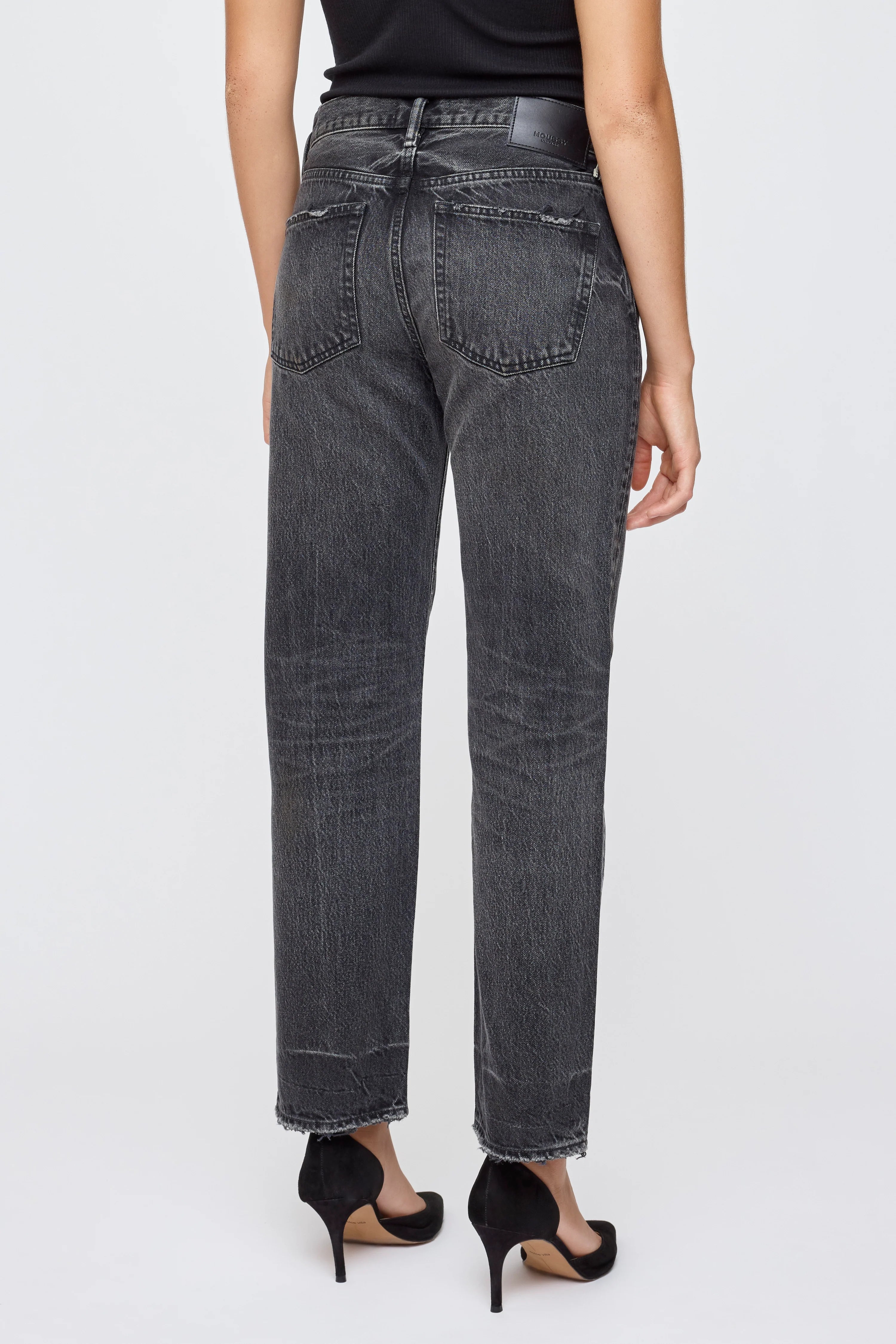 MOU Black Mid Rise Straight Jeans