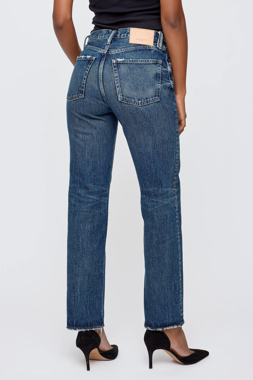MOU Mid Rise Full Length Straight Jeans