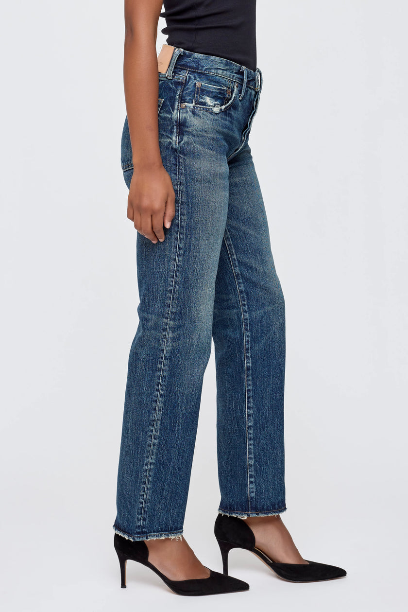 MOU Mid Rise Full Length Straight Jeans