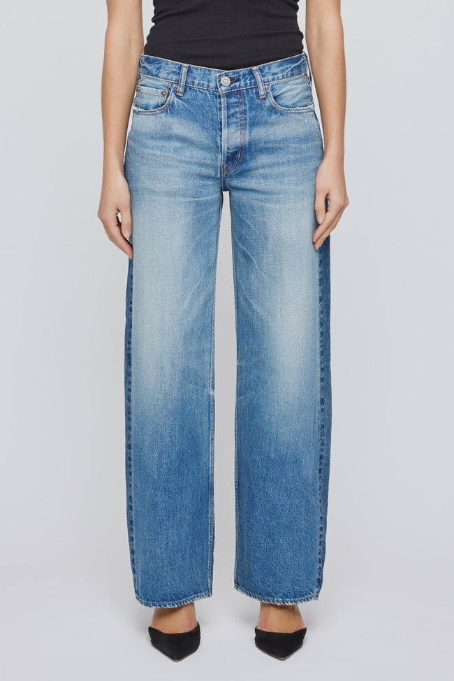 MOU Loose Straight Two Tone Jeans