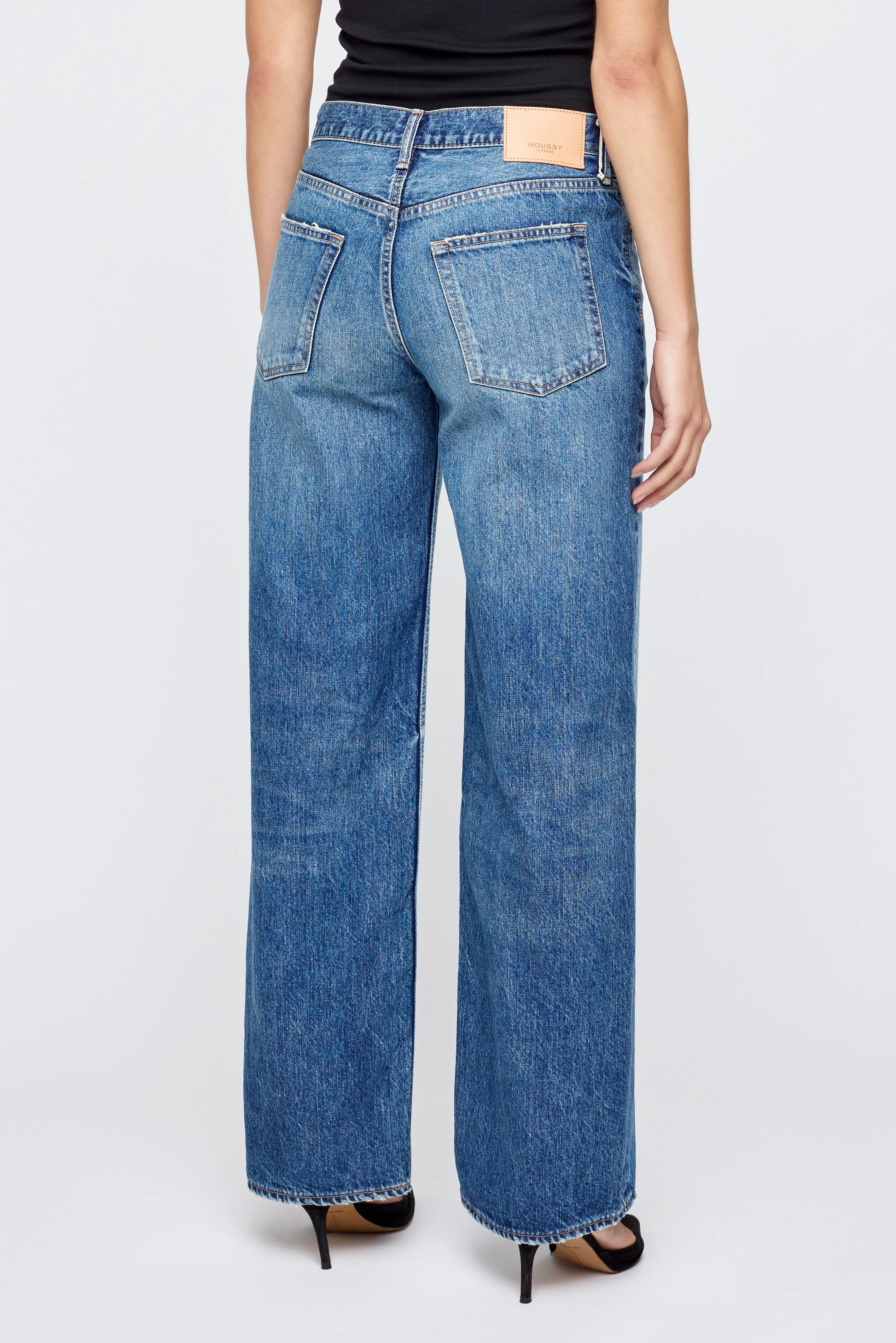 MOU Loose Straight Two Tone Jeans