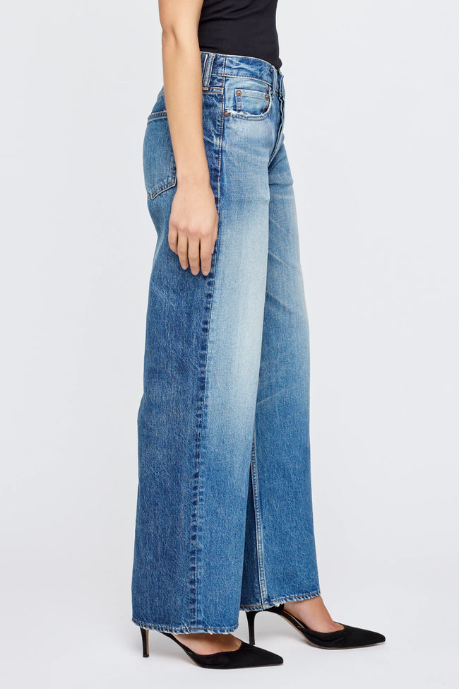 MOU Loose Straight Two Tone Jeans