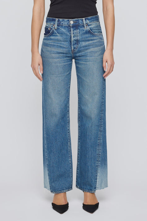MOU Side Panel Faded Hem Jean