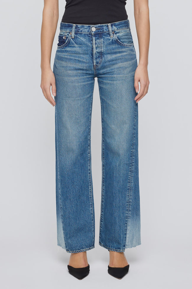 MOU Side Panel Faded Hem Jean