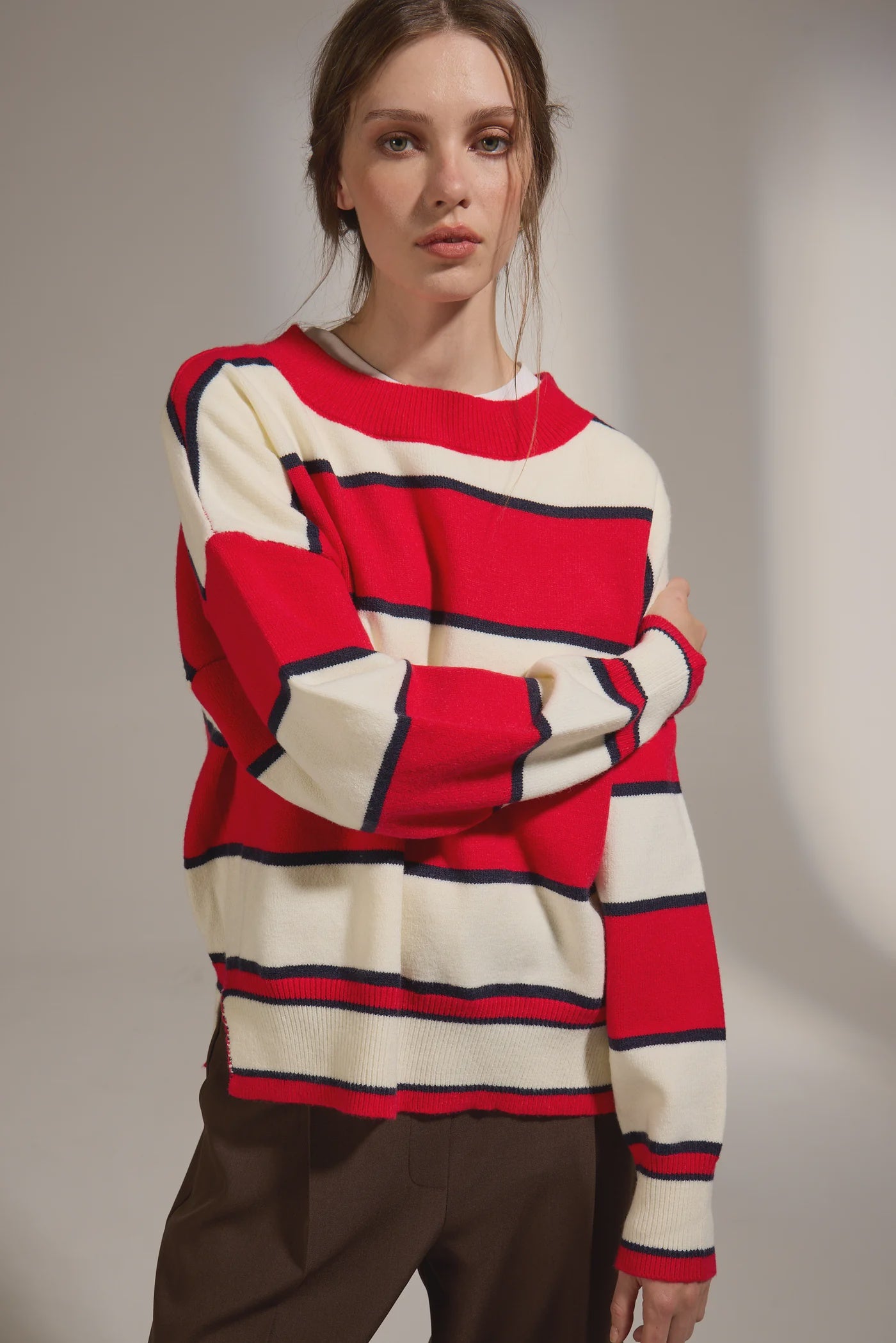 DEL Red Stripe Sweater