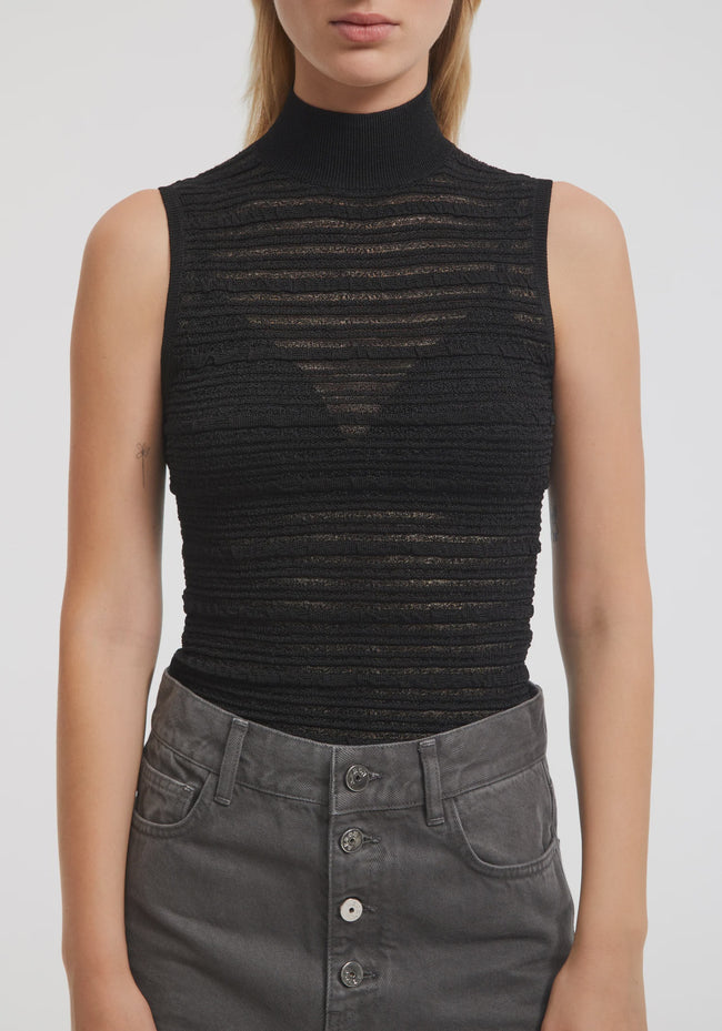 AER Semi Sheer Mockneck Top