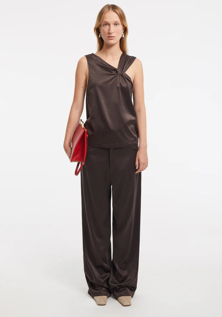 AER Satin Draped Sleeveles Top
