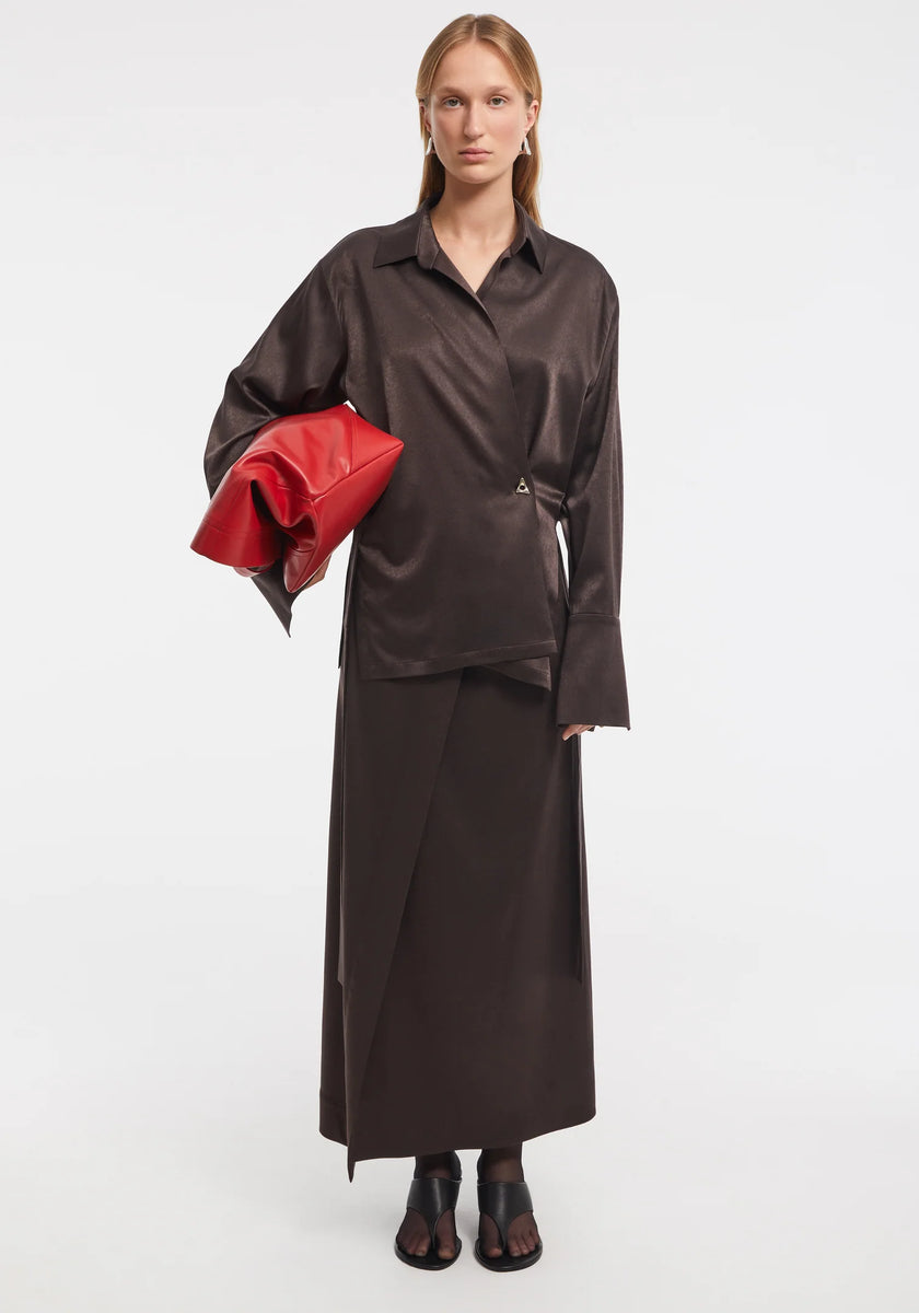 AER Satin Tie Waist Blouse