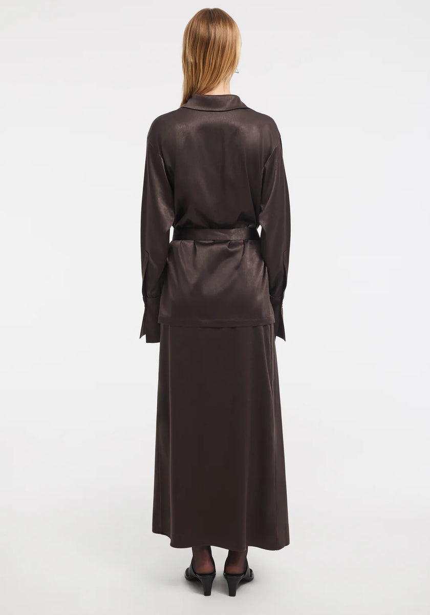 AER Satin Tie Waist Blouse