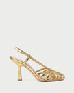 LOF Gold Slingback Lattice Heel