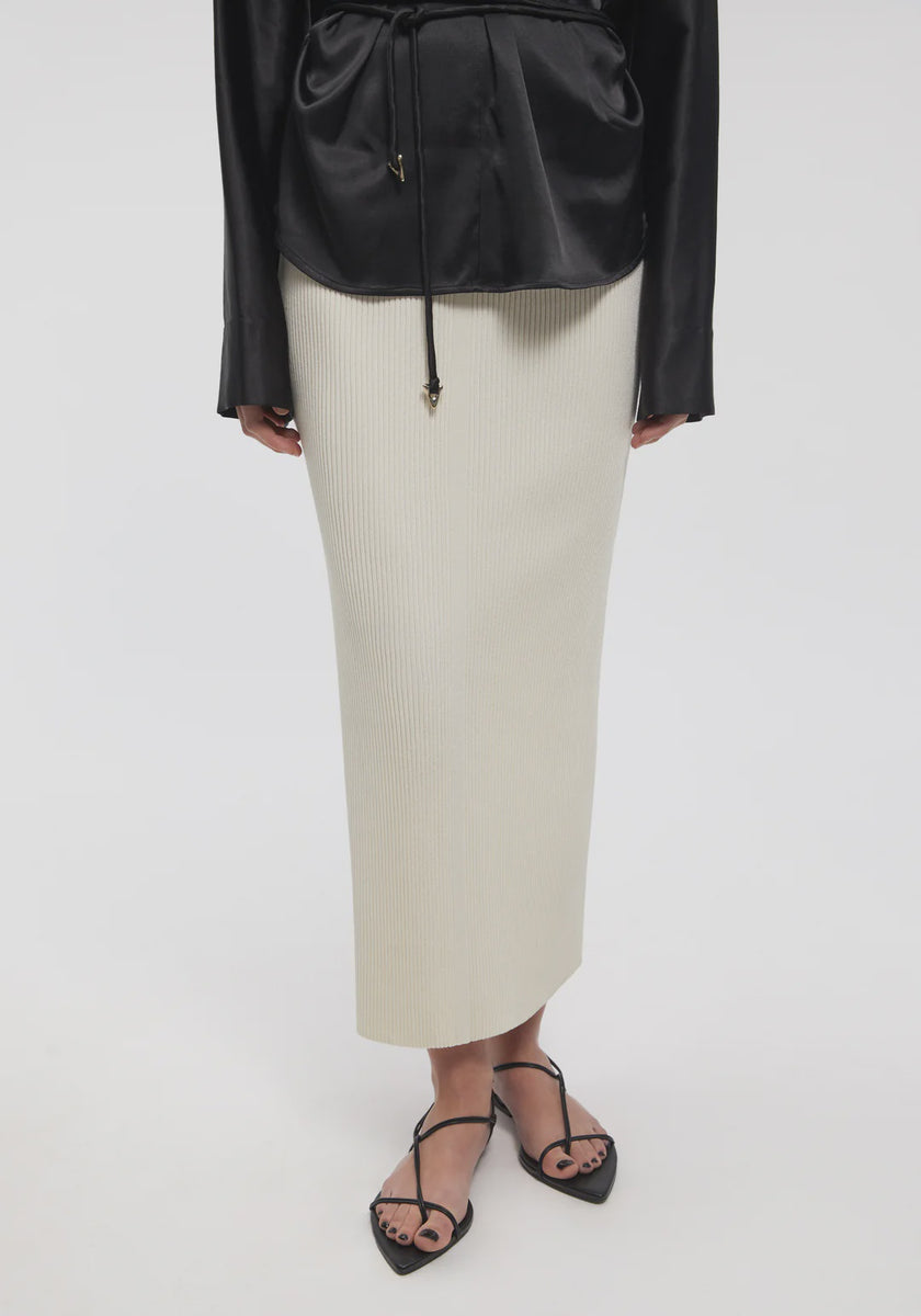 AER Rib Knit Midi Skirt