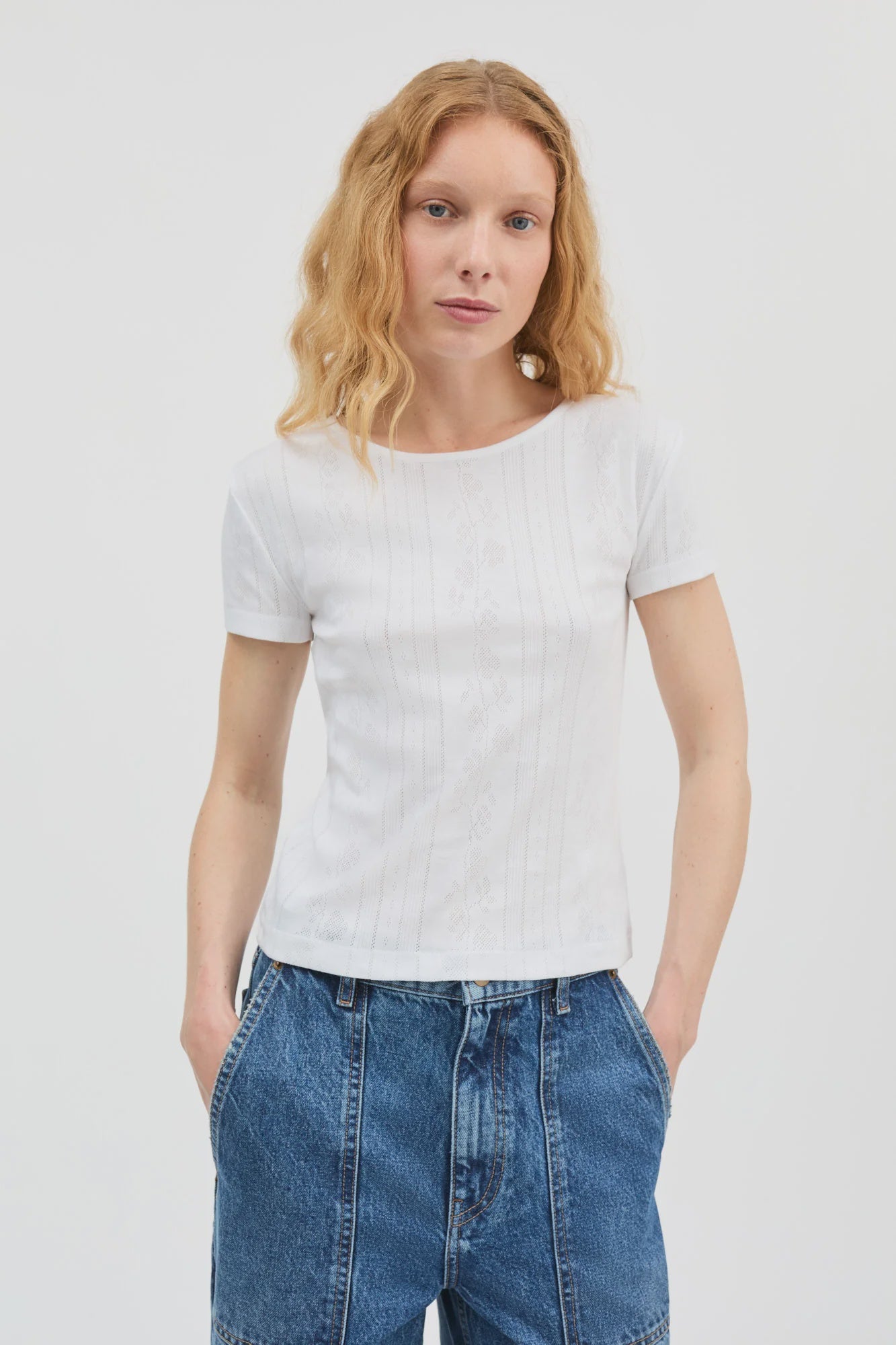 SKS Pointelle Cap Sleeve Tee