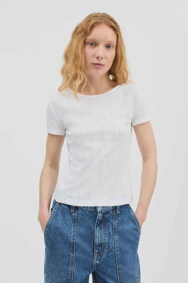 SKS Pointelle Cap Sleeve Tee