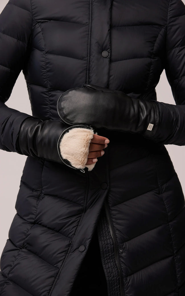 SOK Black Leather Mittens