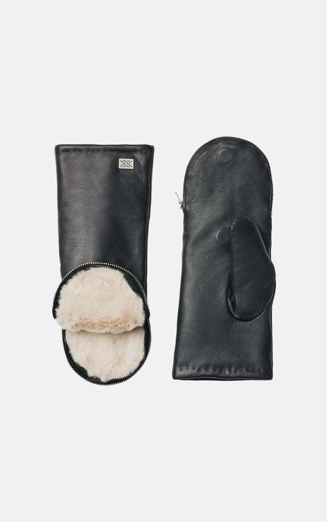 SOK Black Leather Mittens