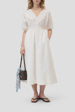 CLO V Neck Gathered Waist Dress
