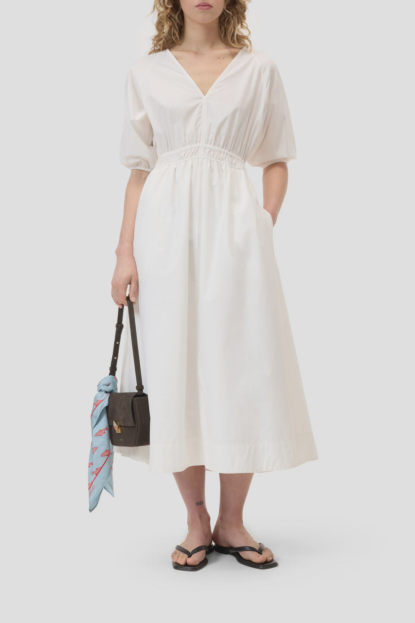 CLO V Neck Gathered Waist Dress