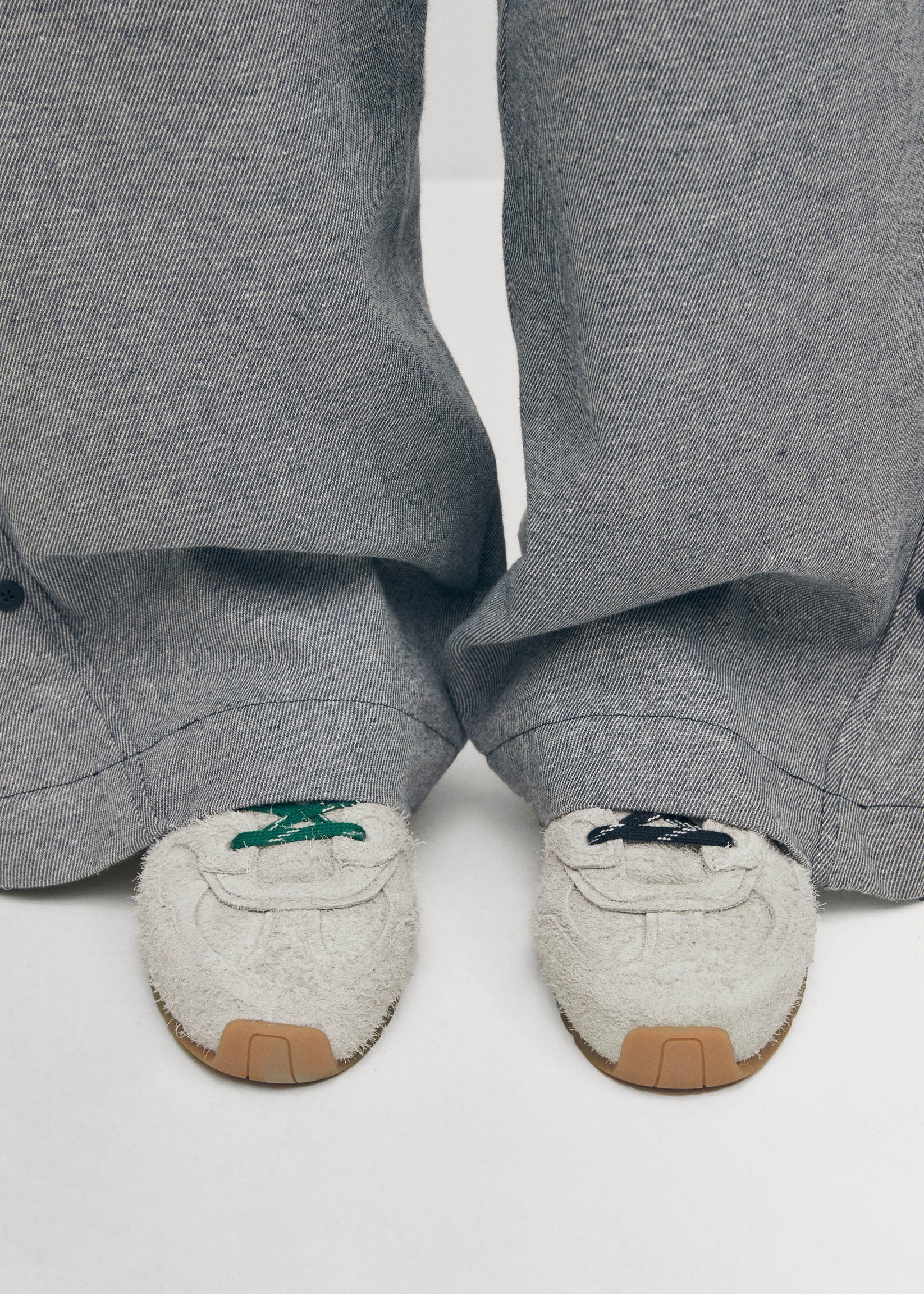 ALO Suede Fuzzy Grey Leather Sneakers