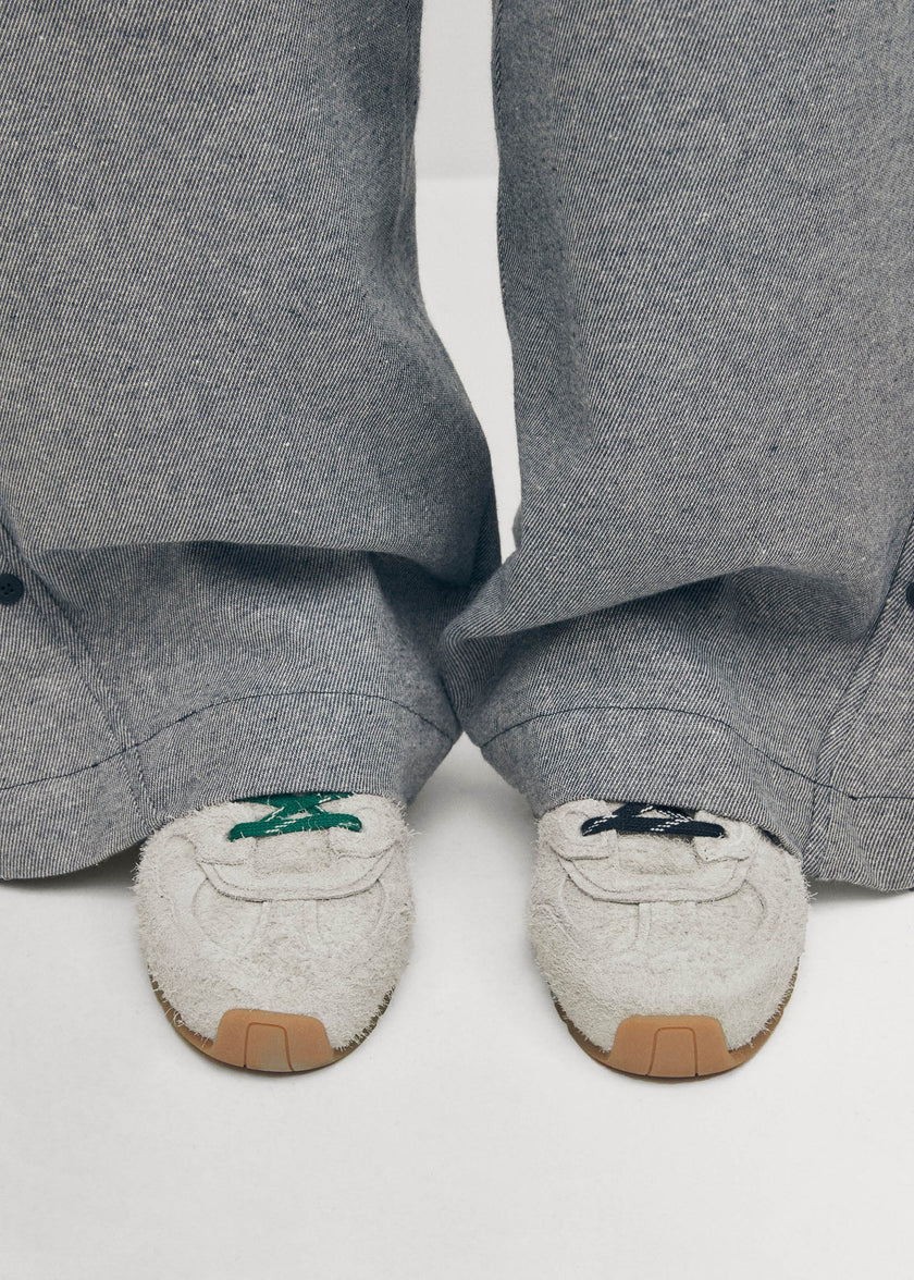 ALOHAS Suede Fuzzy Grey Leather Sneakers