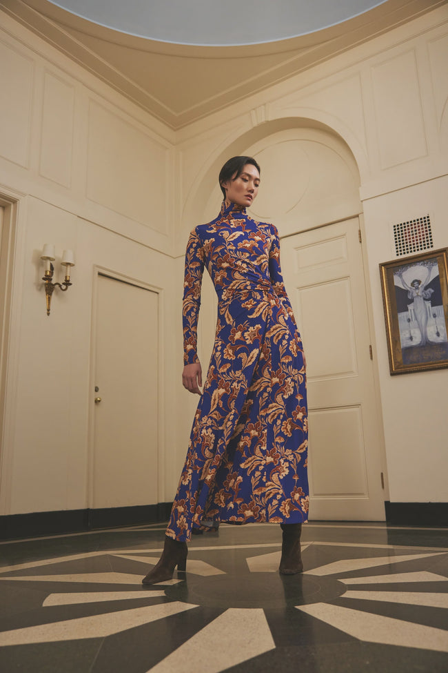 CC Blue Paisley Midi Dress