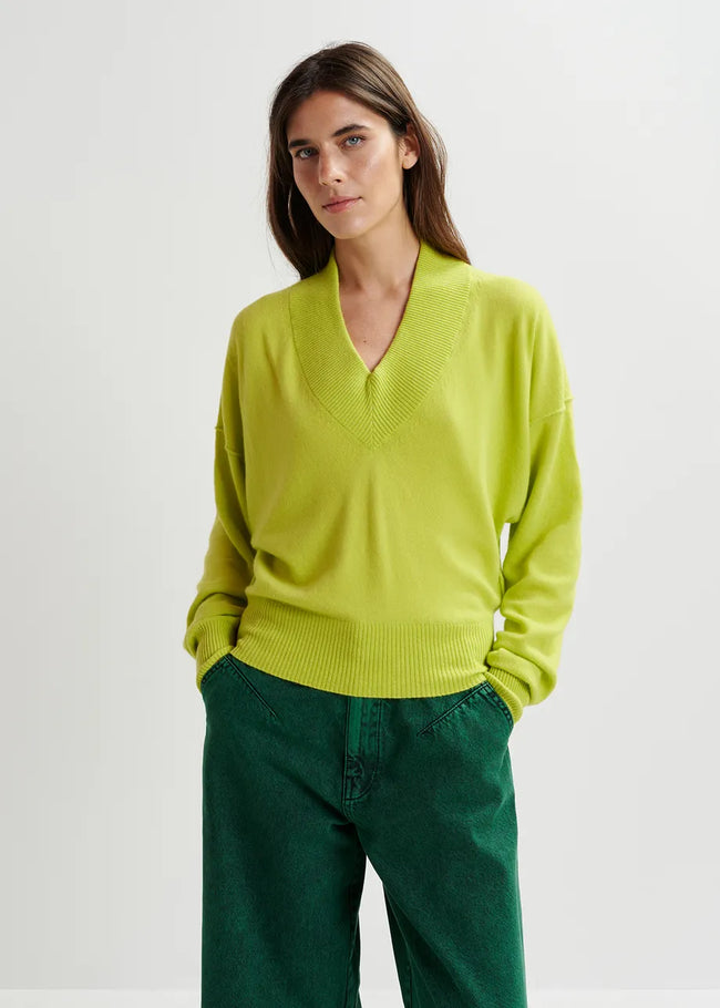 ESS Lime Green V-Neck Pullover