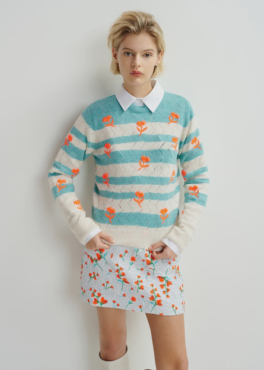 ESS Stipe Embroidered Sweater