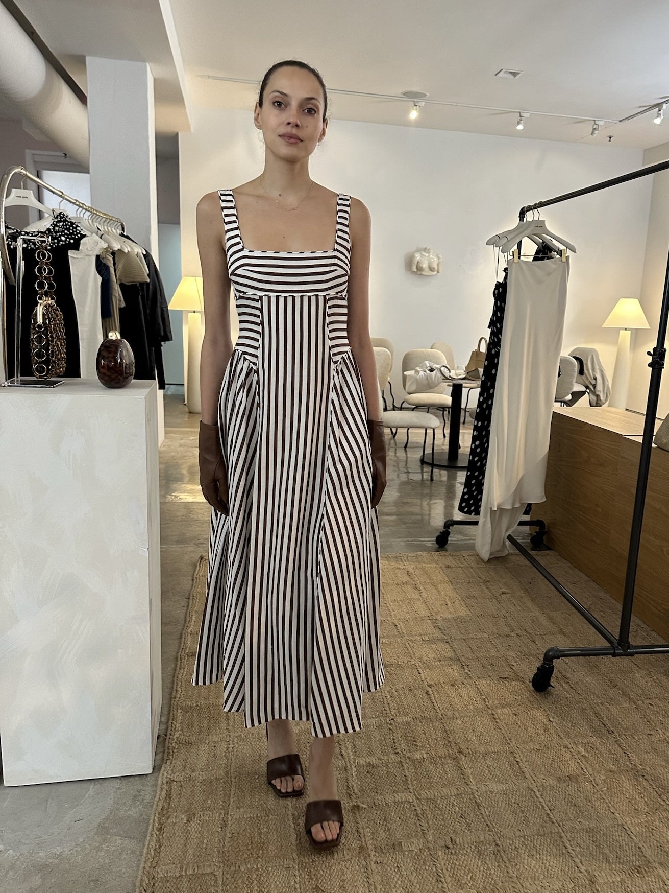 CUT Striped Square Neck Dress