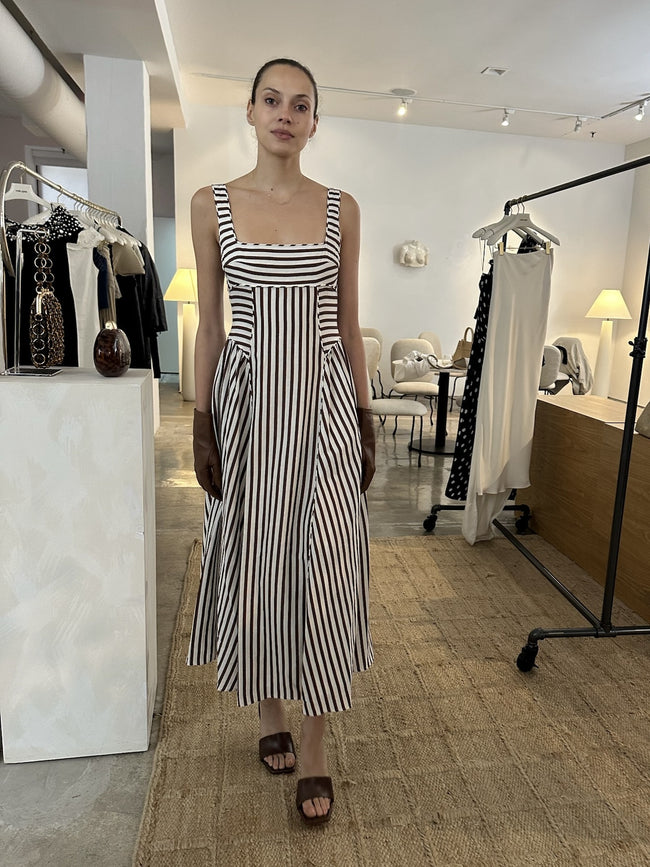 CUT Striped Square Neck Dress