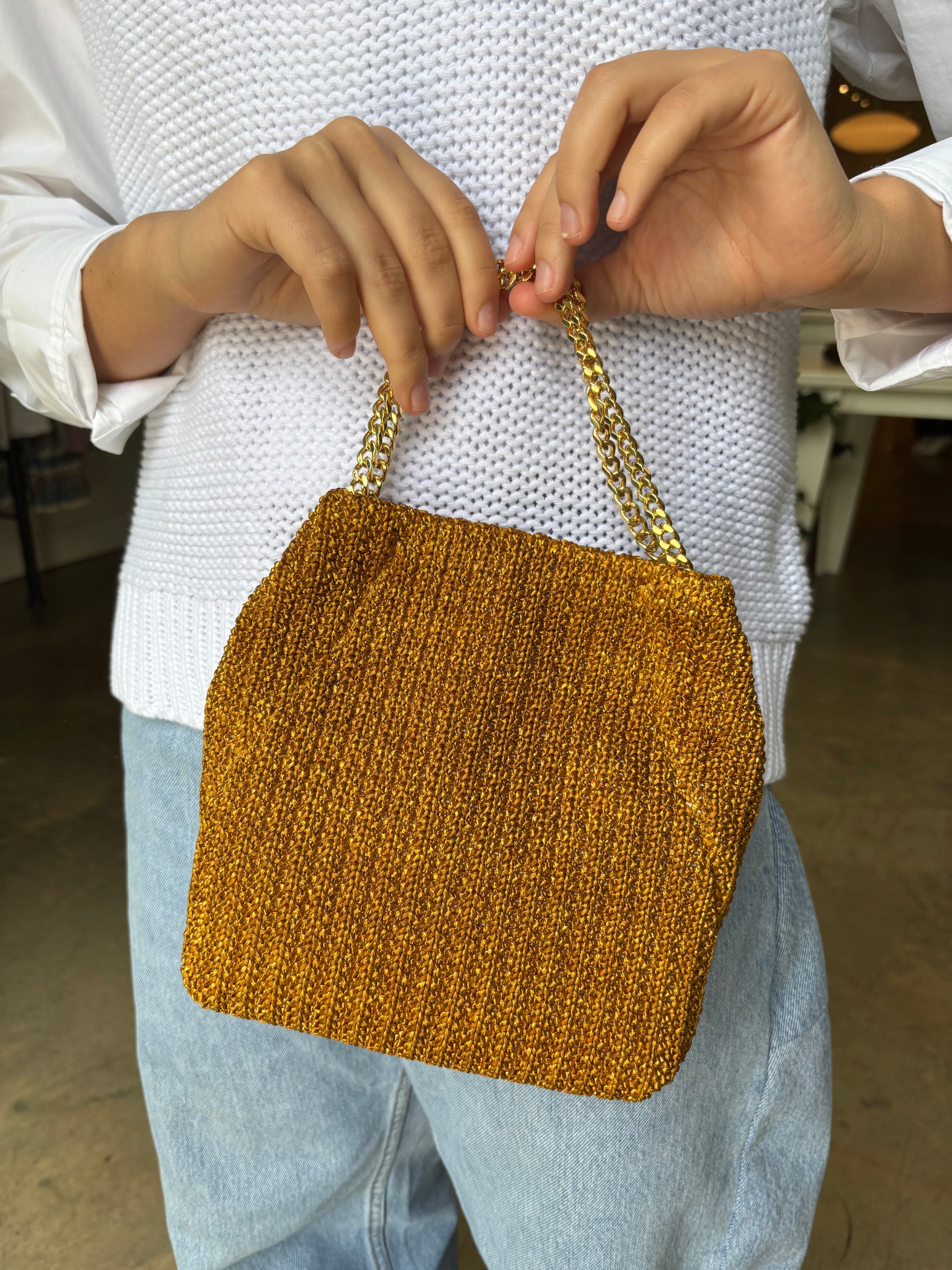 VER Mini Raffia Slouch Bag