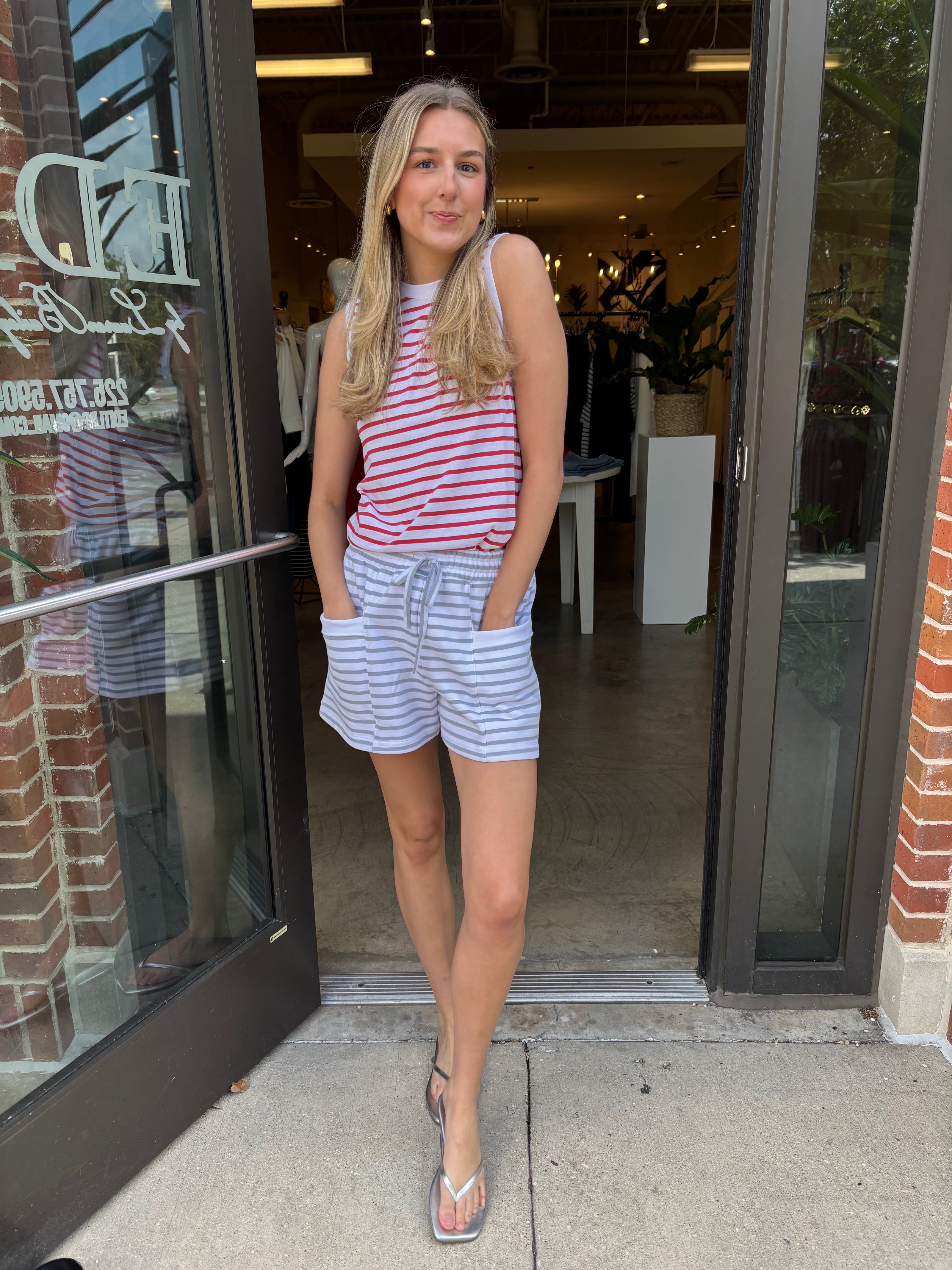ATM Red White Stripe Tank