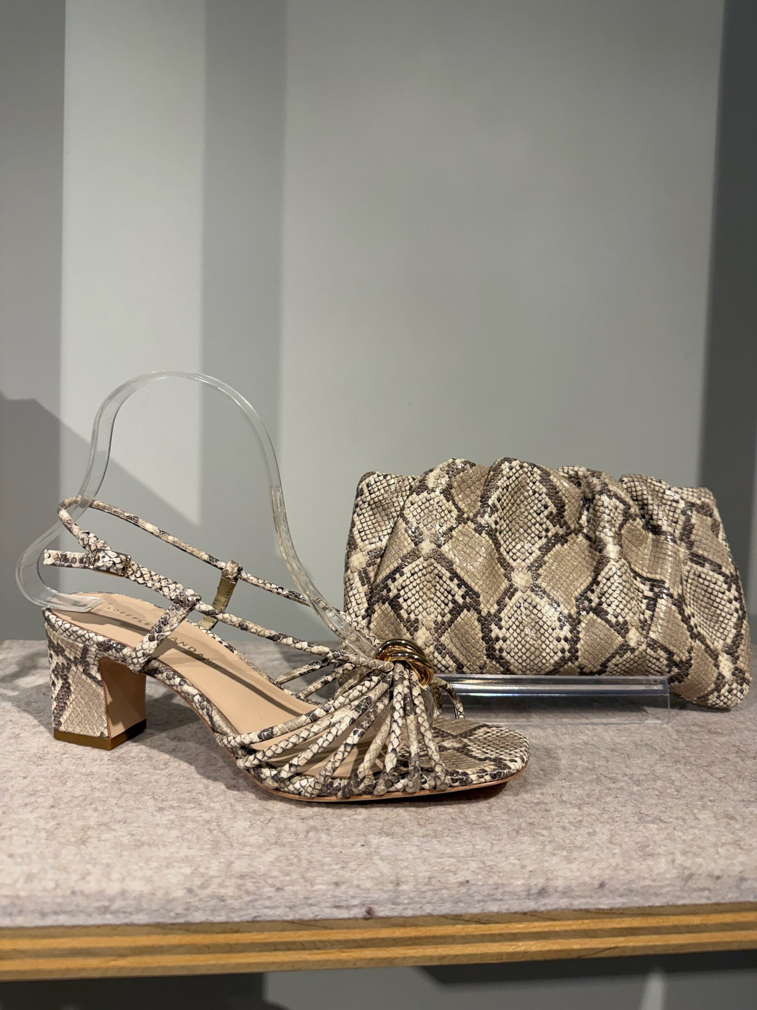LOF Snakeskin Mid Heel Sandal
