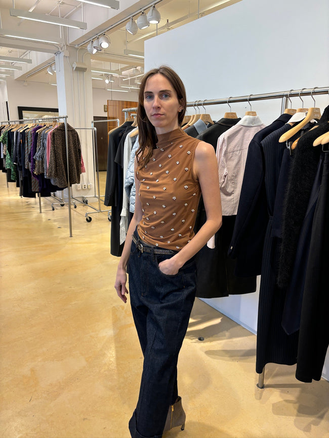 TEL Crystal Beaded Top