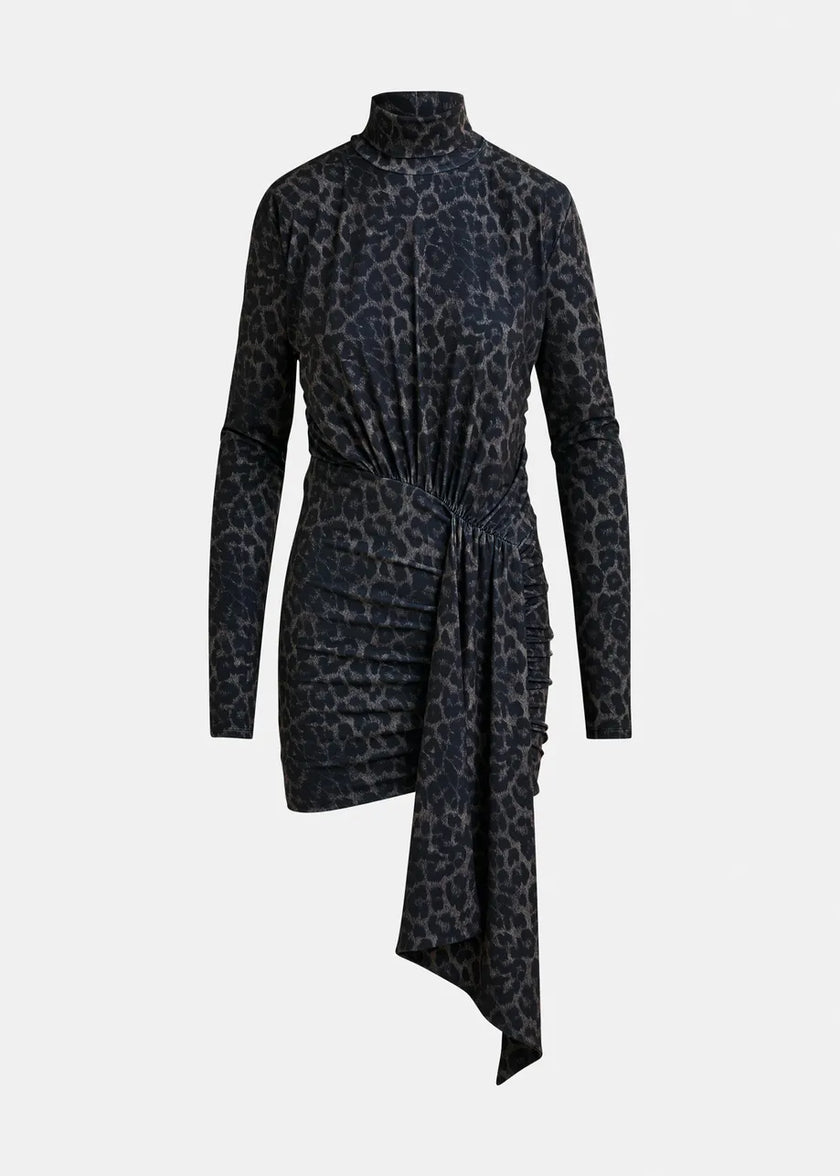 ESS Leopard Draped Mini Dress