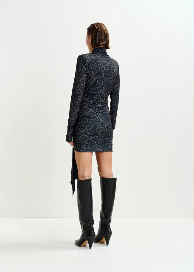ESS Leopard Draped Mini Dress