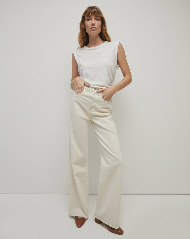 VER High Rise Wide Leg Jeans White