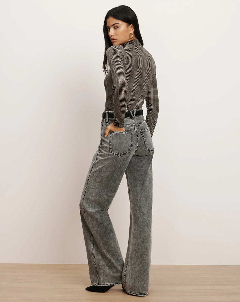 VER Mock Neck Houndstooth Top