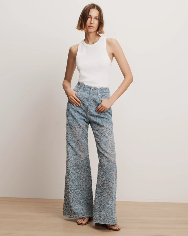 VER Burnout Floral High Rise Wide Leg Jean