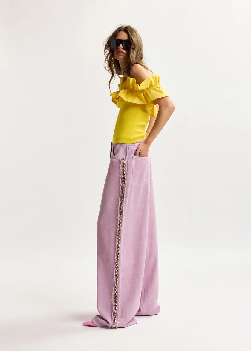 ESS Purple Studded Wide Leg Pants
