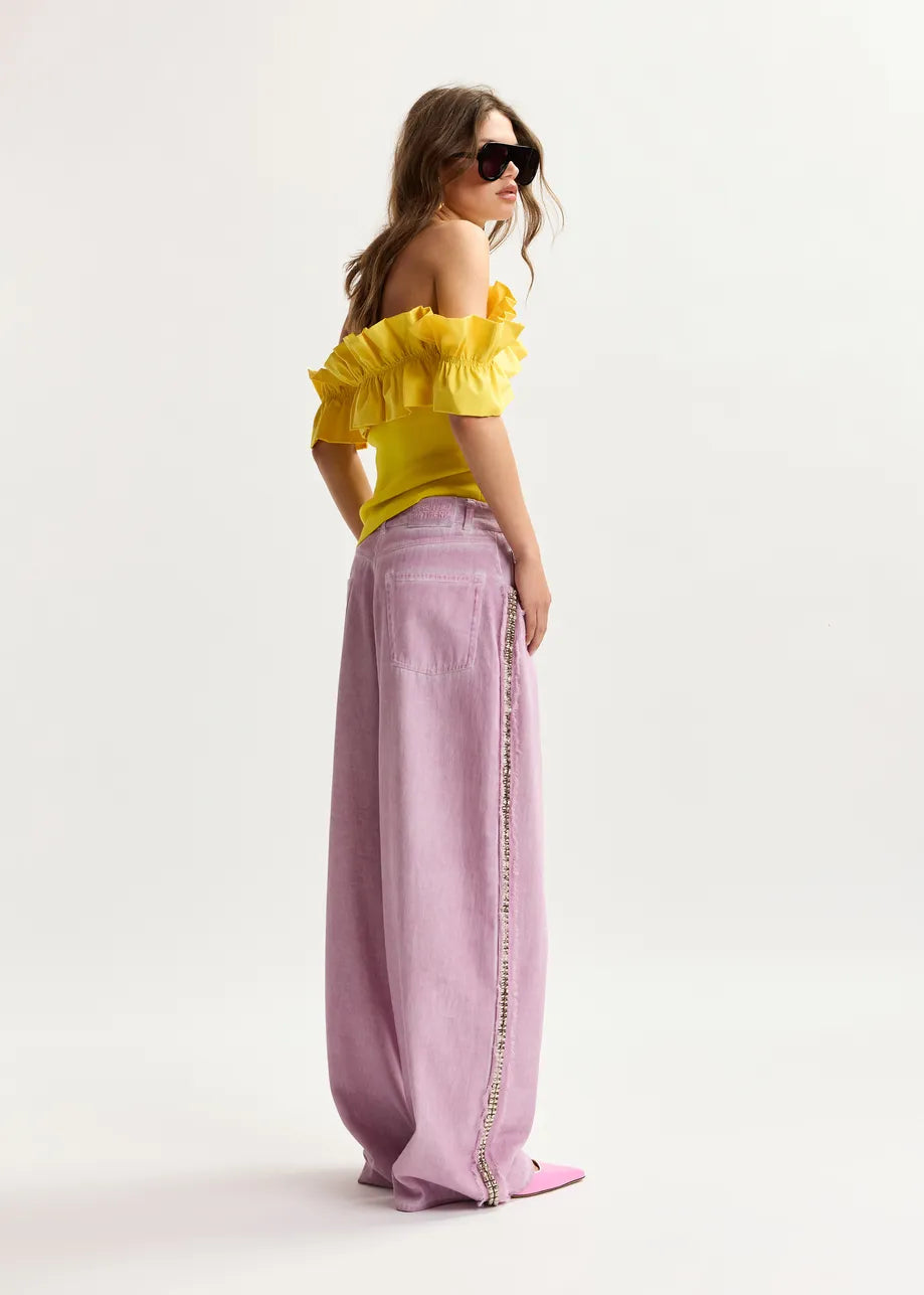 ESS Purple Studded Wide Leg Pants