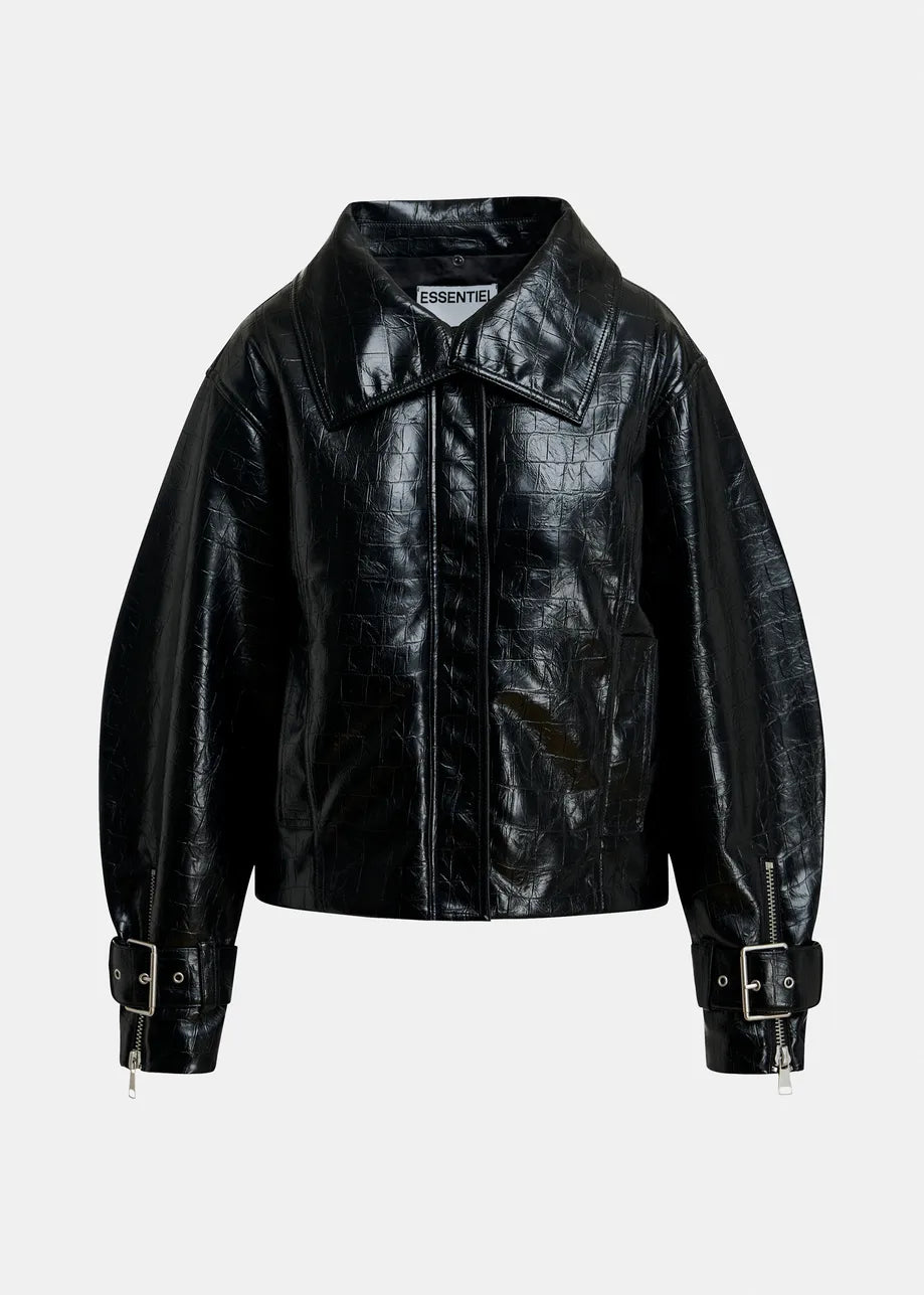 ESS Faux Leather Bomber Jacket